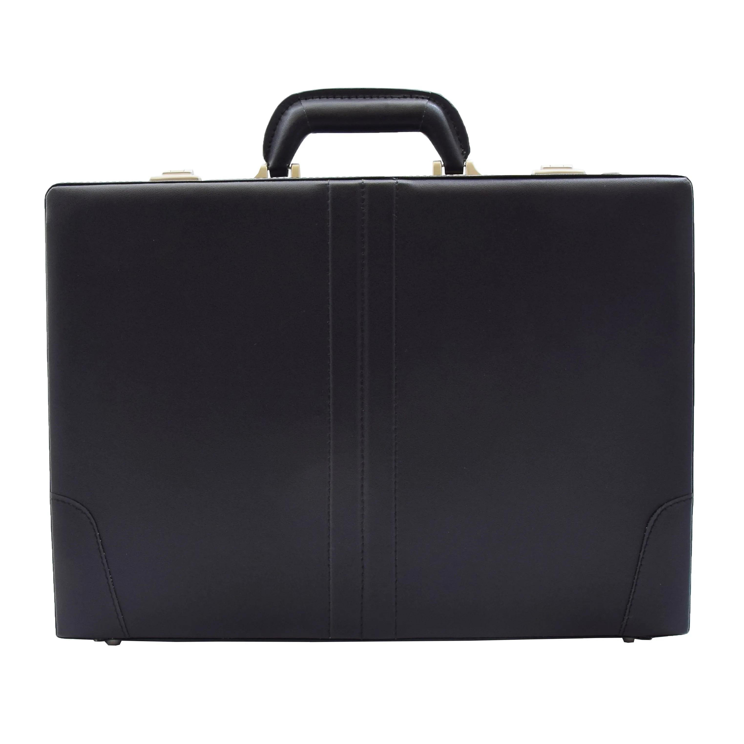 DR483 Faux Leather Briefcase Classic Traditional Attache Black