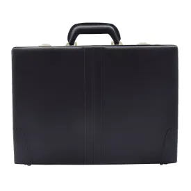 DR483 Faux Leather Briefcase Classic Traditional Attache Black