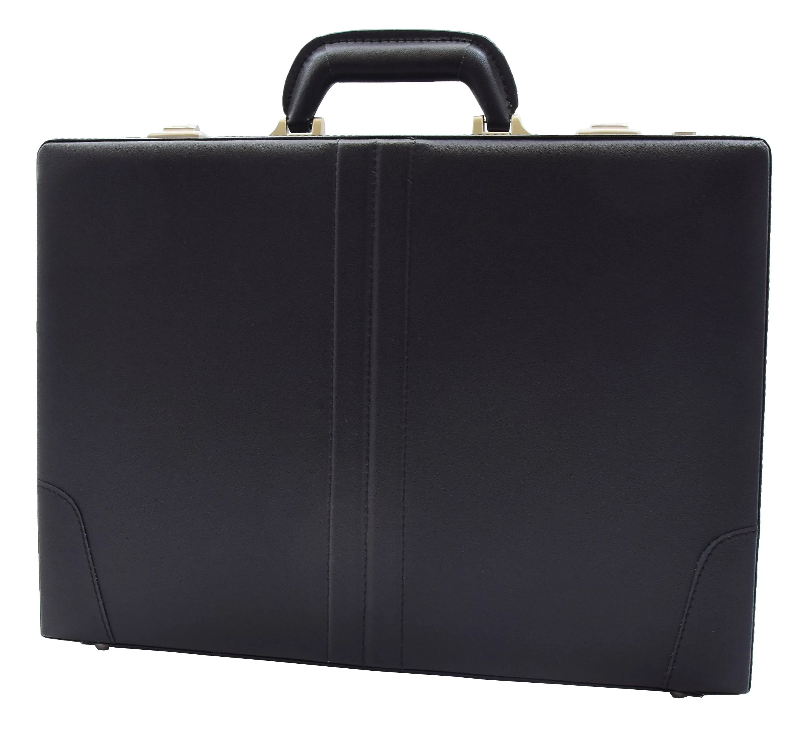 DR483 Faux Leather Briefcase Classic Traditional Attache Black