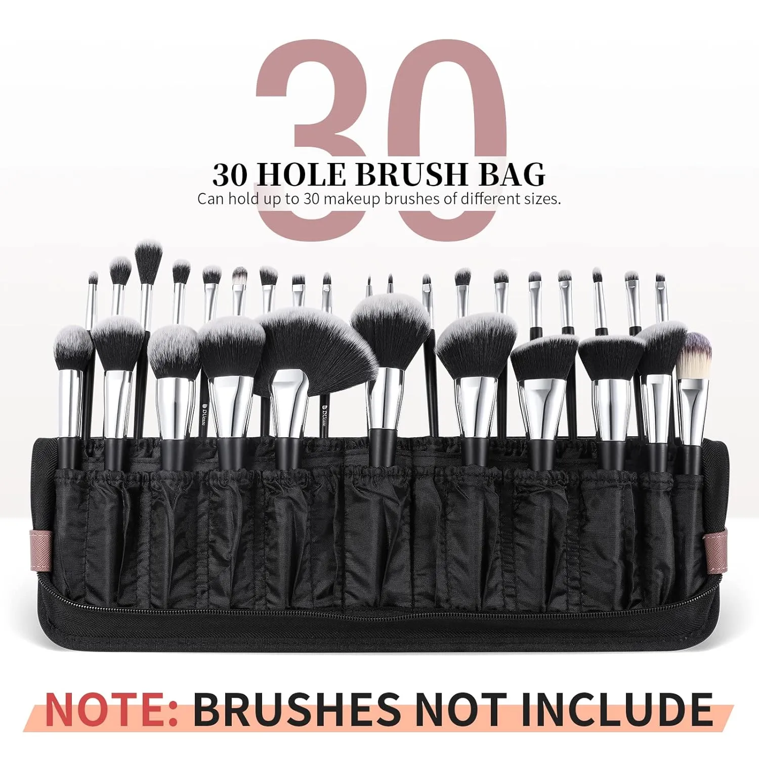 DUcare Makeup Brush Organizer 30pcs Folding Travel Professional Makeup Brushes Case Bag Stand-up Cosmetic Bag Artist Storage Bag (Only Bag)
