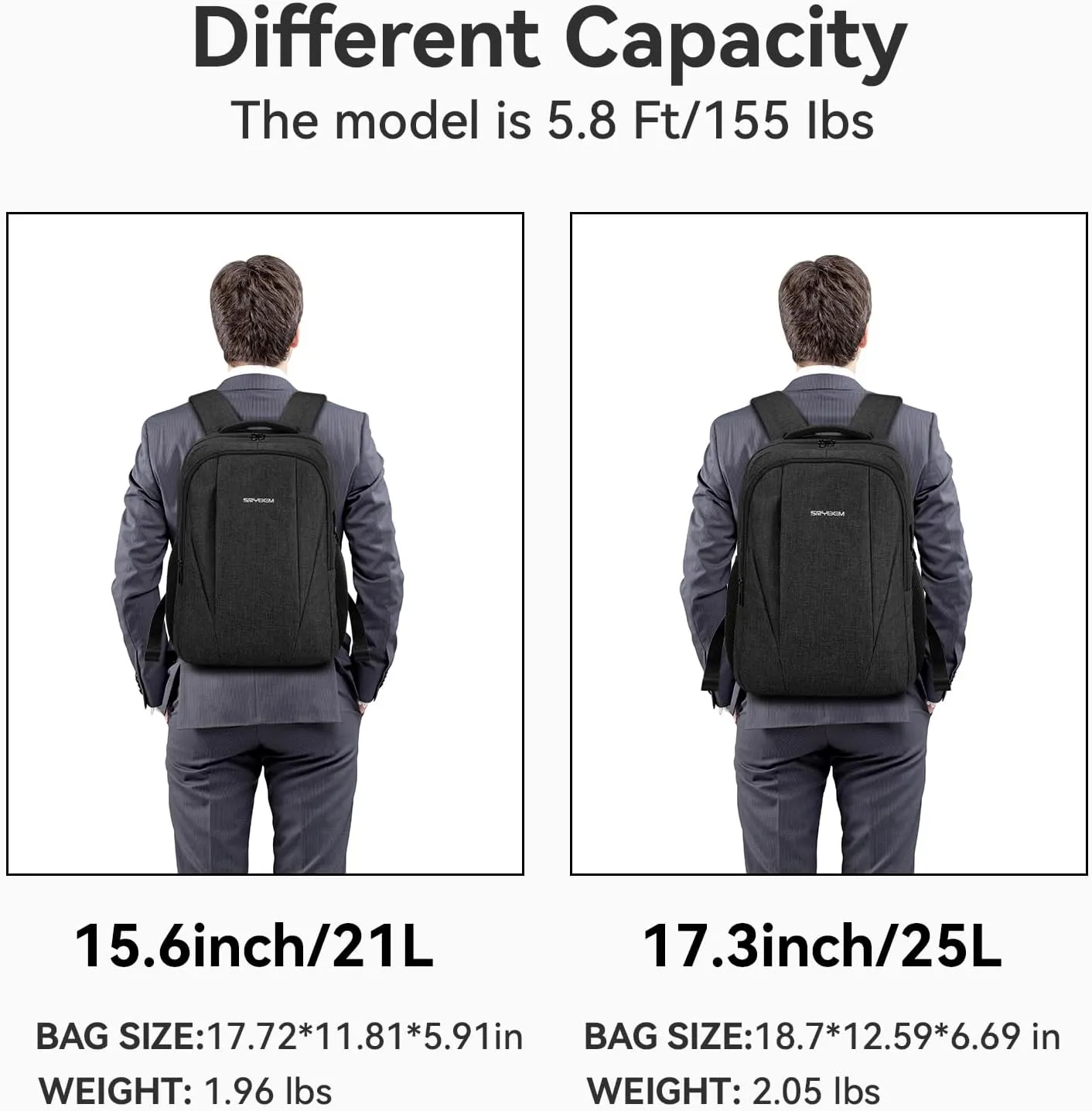 Durable Laptop Travel Backpack for Men - Anti-theft Business Laptop Bookbag with USB Charging Port, Water Resistant