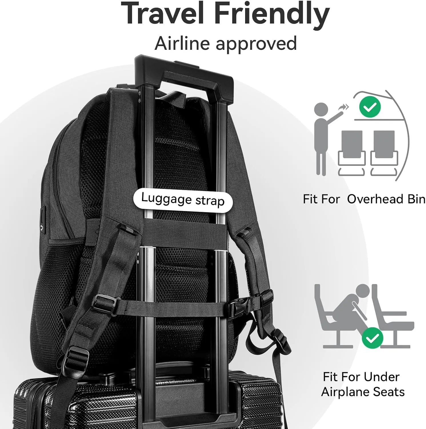 Durable Laptop Travel Backpack for Men - Anti-theft Business Laptop Bookbag with USB Charging Port, Water Resistant