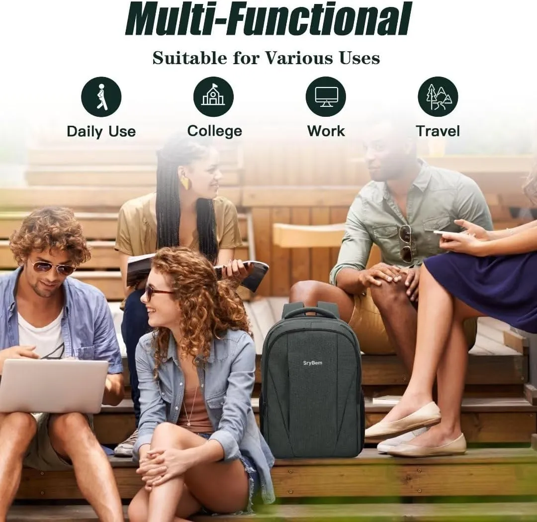Durable Laptop Travel Backpack for Men - Anti-theft Business Laptop Bookbag with USB Charging Port, Water Resistant