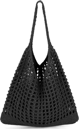 EIMMBD Crochet Bags for Women Beach Totes Bags Aesthetic Summer Tote Shoulder Hippie Bag Knit Bag