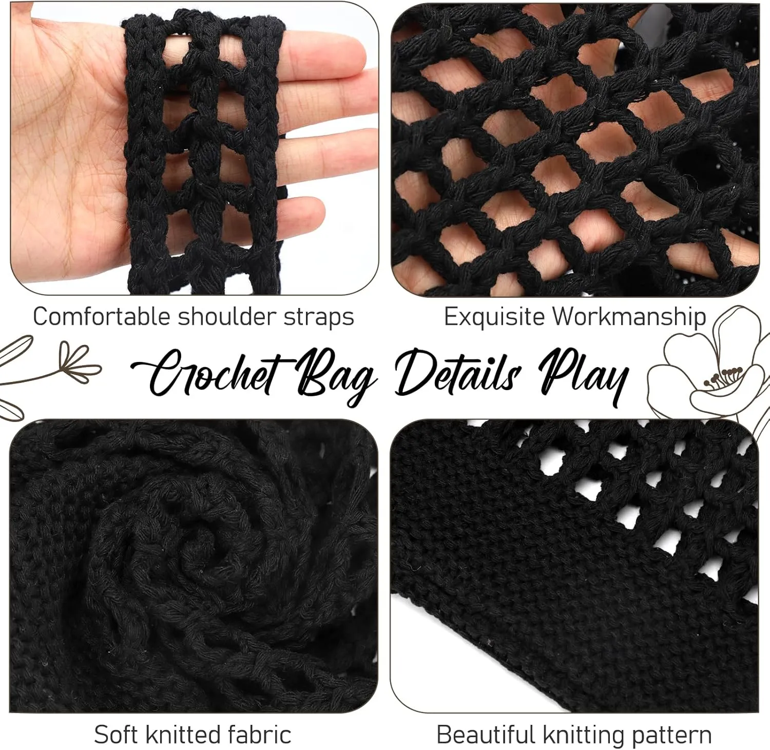 EIMMBD Crochet Bags for Women Beach Totes Bags Aesthetic Summer Tote Shoulder Hippie Bag Knit Bag