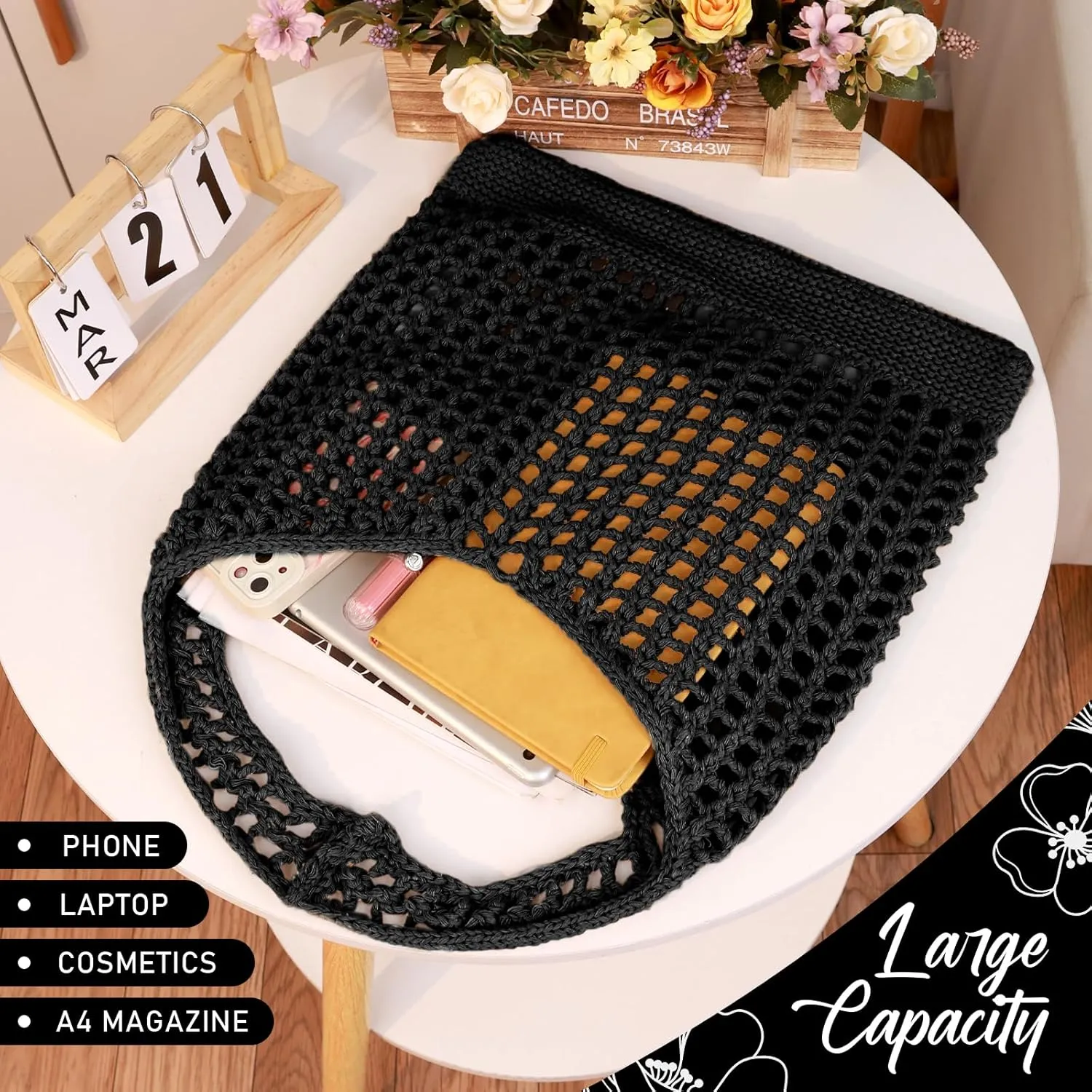 EIMMBD Crochet Bags for Women Beach Totes Bags Aesthetic Summer Tote Shoulder Hippie Bag Knit Bag