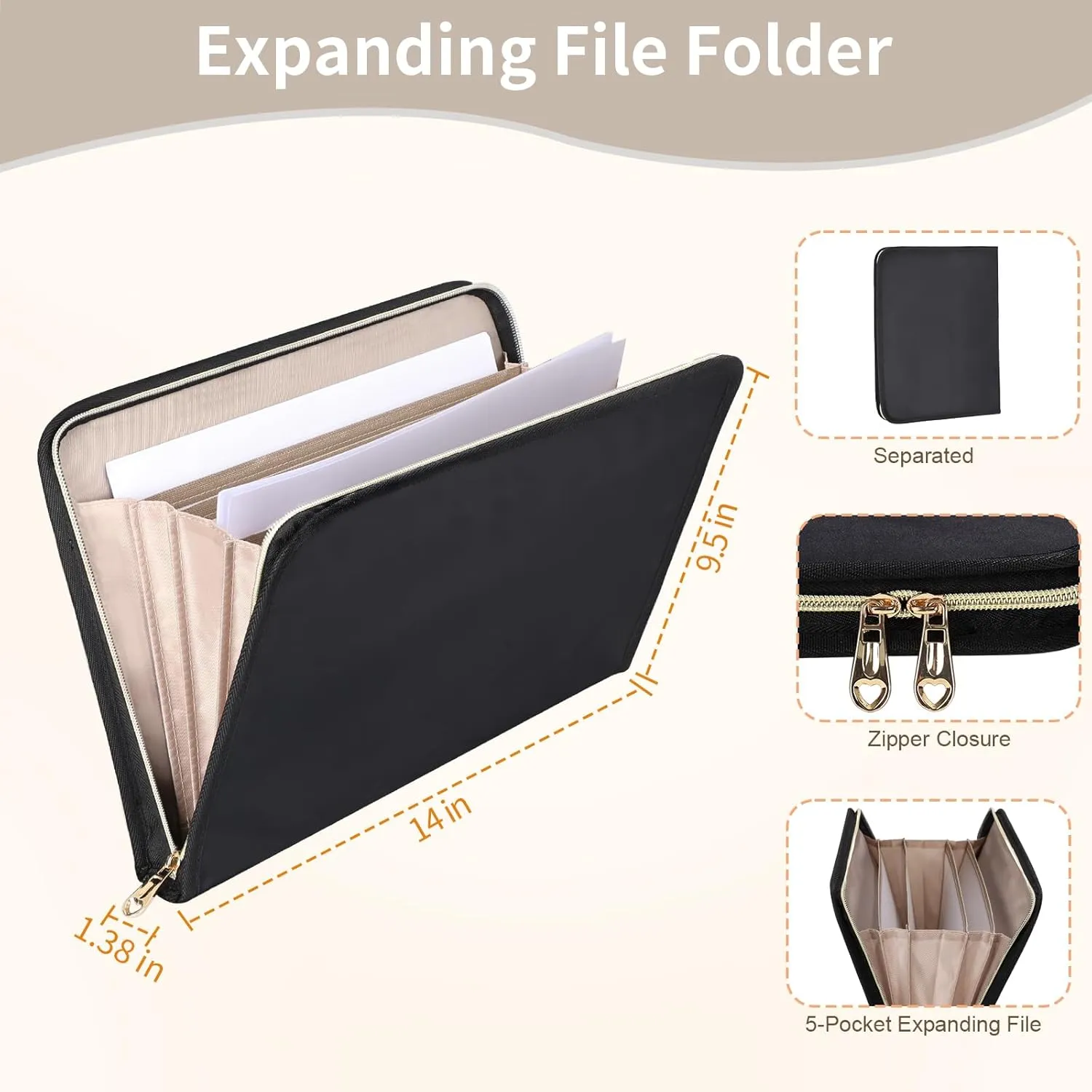 ESTARER Women Laptop Tote Bag 2Pcs, 15.6'' Teacher Work Bag Computer bag w/Expandable File Folder, Large Water-Resistant Messenger Shoulder bag w/Insulated Pocket for Office/Travel/College, Black