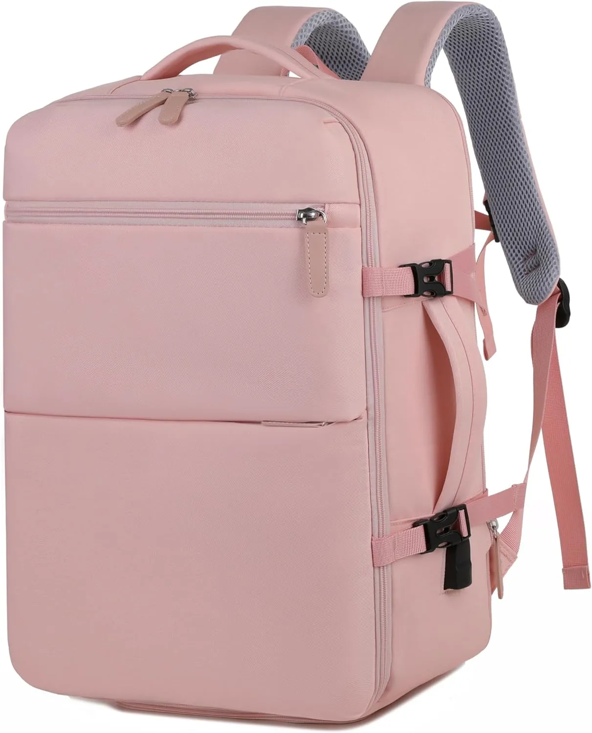 Extra large travel backpack for woman 40L Expandable airline approved backpacks 17.3 inch Laptop and USB Charging Port bags Durable Waterproof Casual bag for Weekender(Pink)