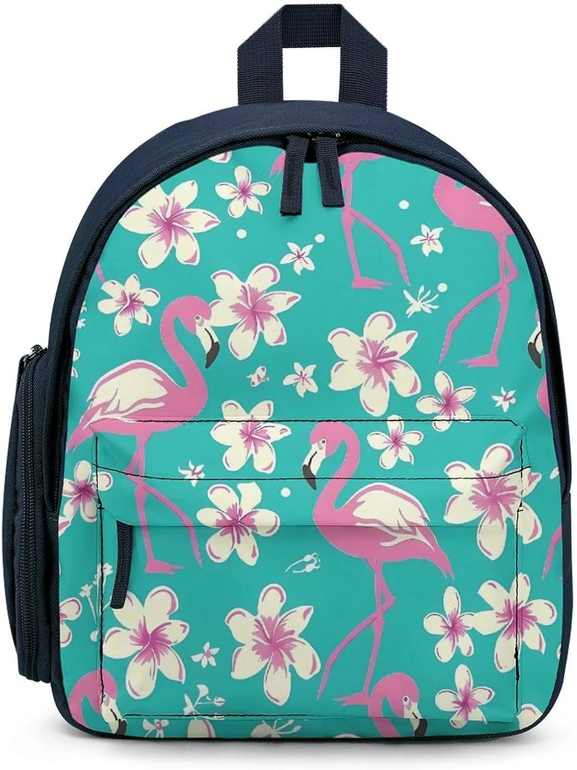 Flamingo Cherry Flowers Cute Backpack Daily Casual Daypack Travel Mini Bag with Adjustable Strap Blue-style-1