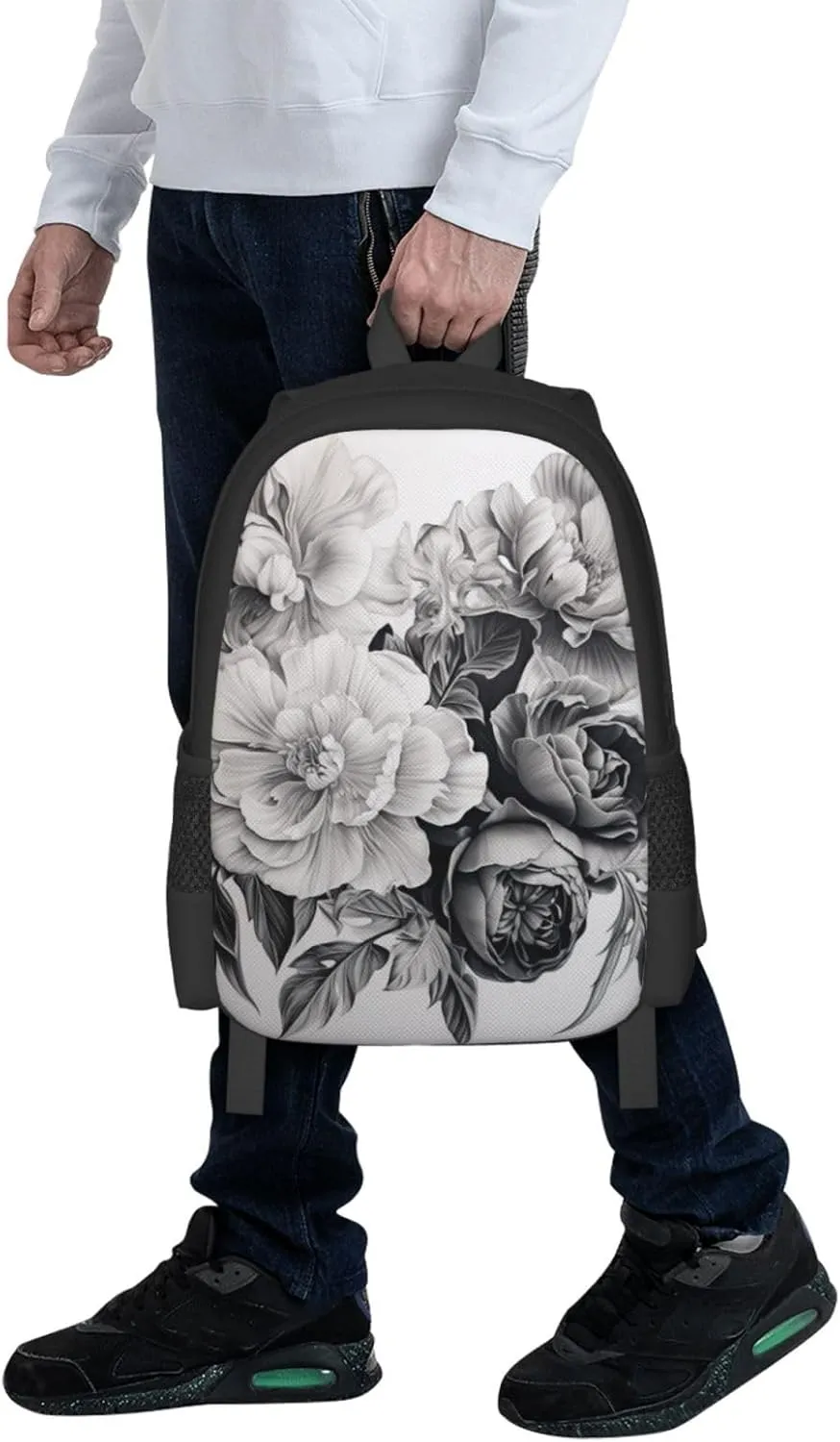 Floral Graphite Canvas Backpack For Men Women,Casual Rucksack Backpack, Laptop College Hiking Travel Bag