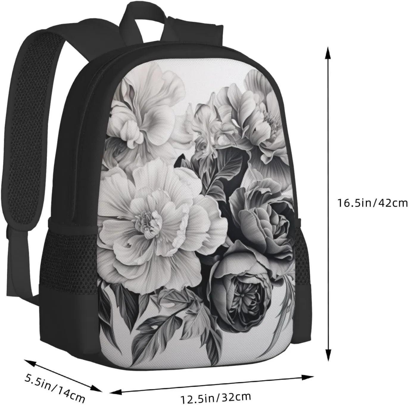 Floral Graphite Canvas Backpack For Men Women,Casual Rucksack Backpack, Laptop College Hiking Travel Bag