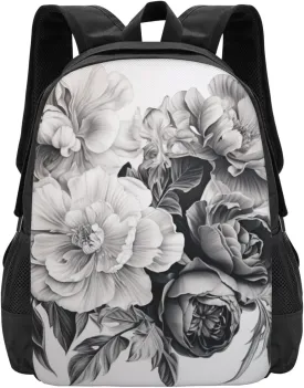 Floral Graphite Canvas Backpack For Men Women,Casual Rucksack Backpack, Laptop College Hiking Travel Bag