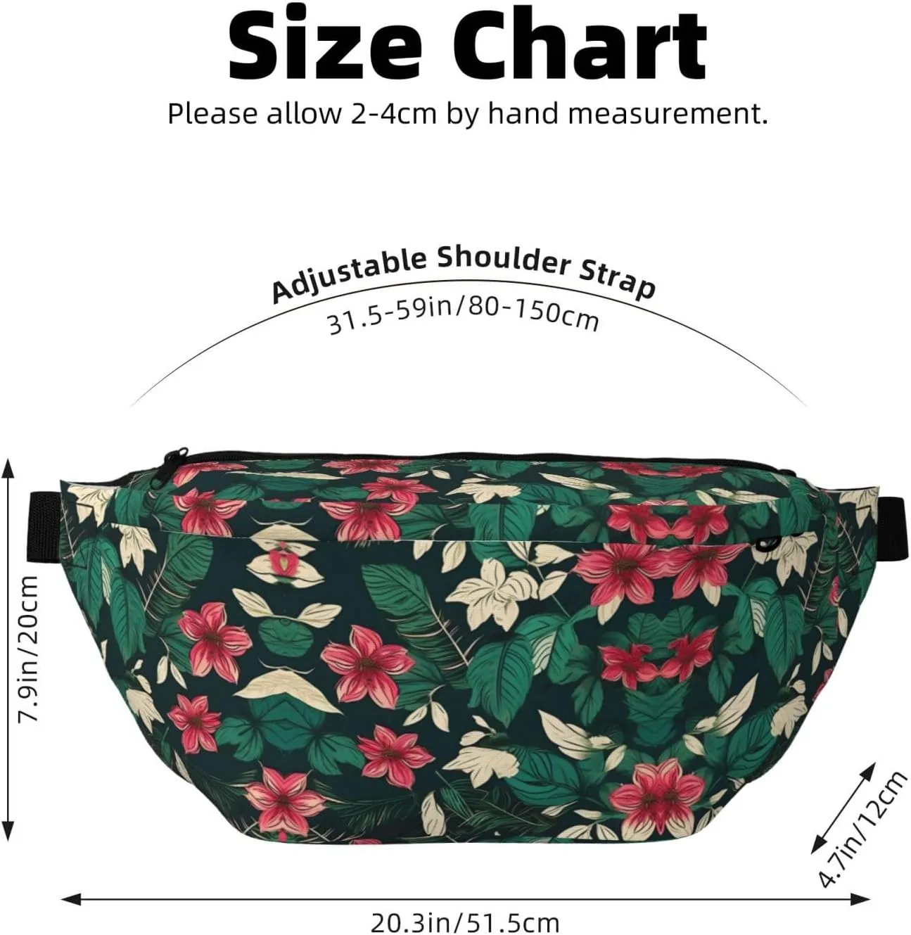 flower leaf Fanny Pack Crossbody Sling Bag  Zipper Pockets for Travel, Hiking, Cycling, Workouts, and Everyday Use