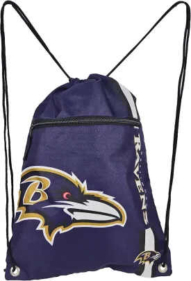 FOCO Baltimore Ravens Big Logo Drawstring Backpack with Zippered Pocket  Limited Edition Ravens Bag  NFL Gear  Show Your Team Spirit with Officially Licensed Baltimore Fan Gear