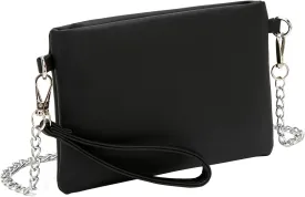 forestfish Black Clutch Purses for Women, Leather Small Crossbody Bags Evening Bags with Wrist Strap Shoulder Strap