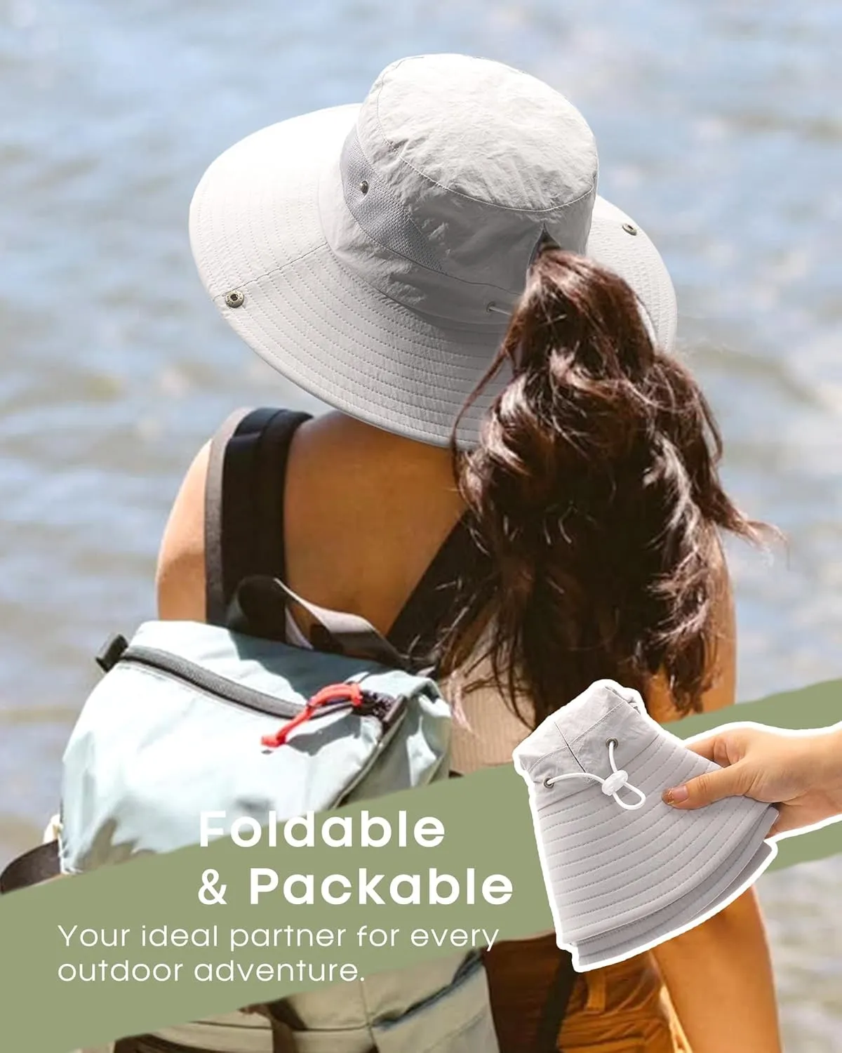 FURTALK Womens Sun Hat with Ponytail Hole Beach Hiking Summer Wide Brim UPF 80  Outdoor Protection Foldable Bucket Hat