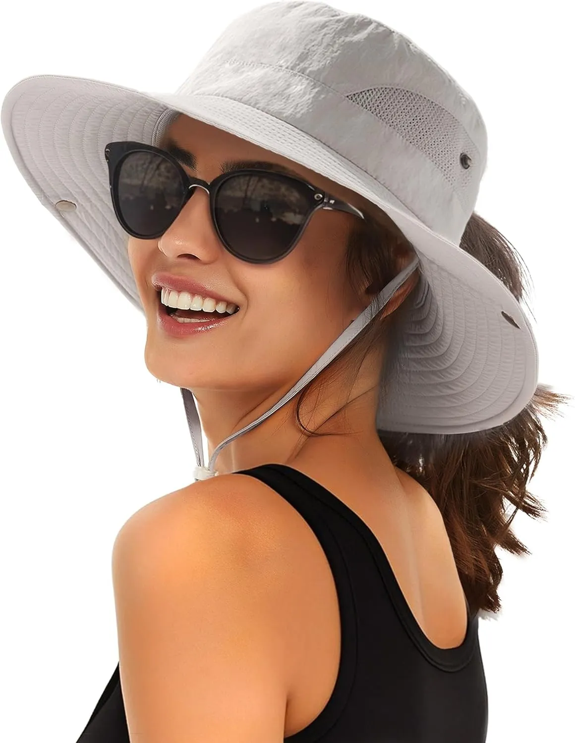 FURTALK Womens Sun Hat with Ponytail Hole Beach Hiking Summer Wide Brim UPF 80  Outdoor Protection Foldable Bucket Hat