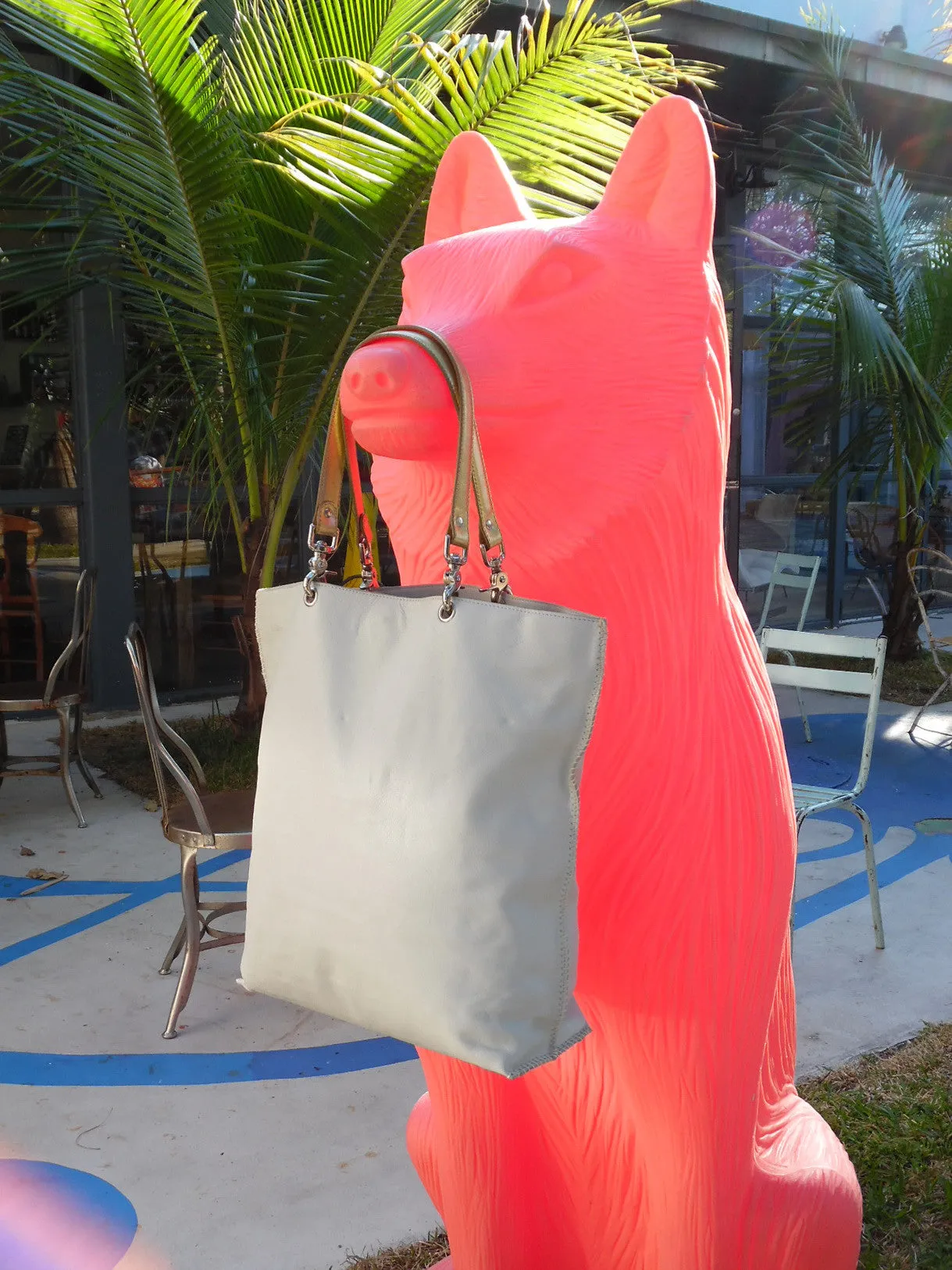 Gajumbo Tote Bag Napa Leather Cement