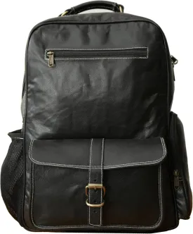 Genuine Leather 15.6" Laptop Bag Backpack Rucksack Shoulder Travel Daypack (Black)