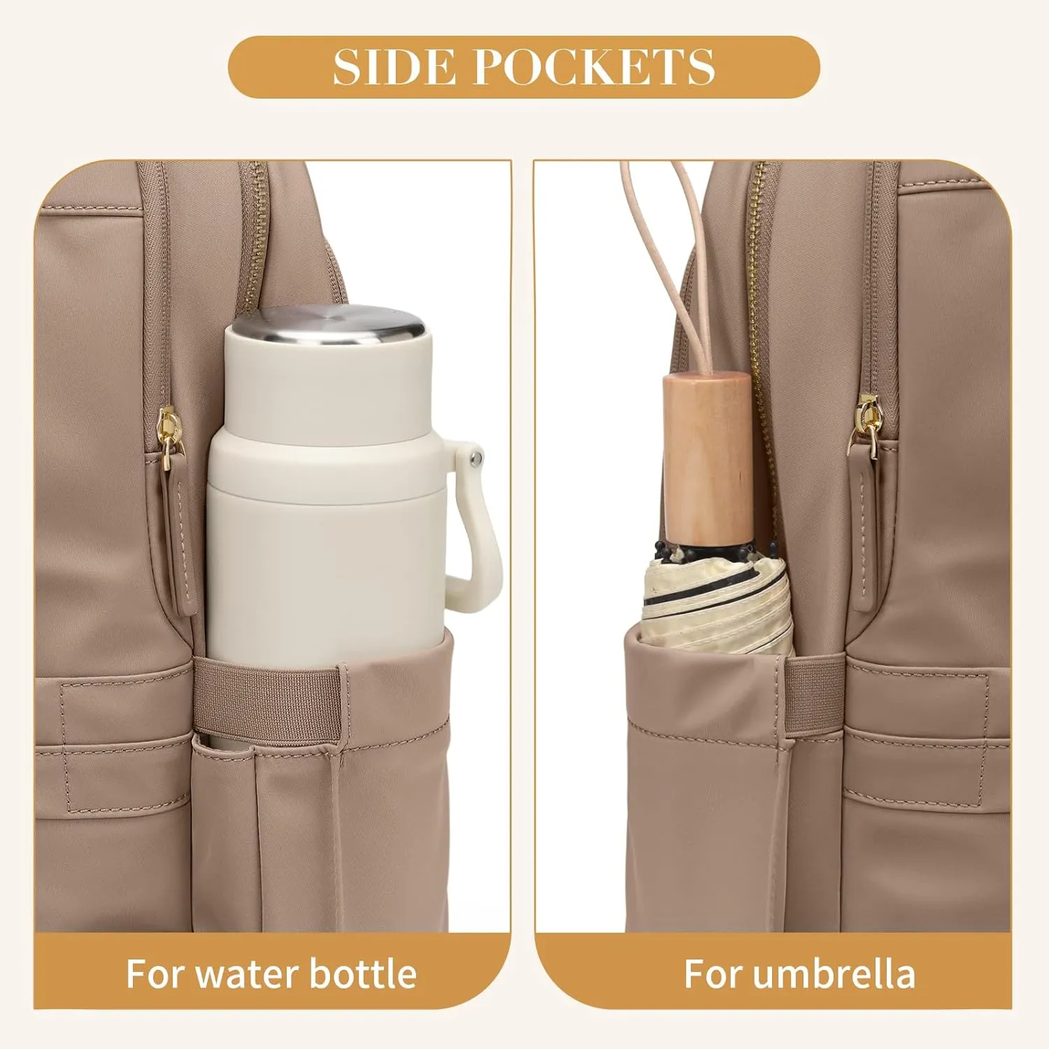 GOLF SUPAGS Women Laptop Backpack Casual Daypack for Work Travel College Backpack Purse Fits 14 Inch Notebook (Champagne)