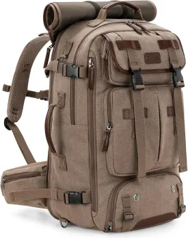 Gonex Canvas Backpack, Vintage 3-in-1 Convertible Laptop Bag for Travel, Work & College, Large Carry-On Rucksack for Men & Women (Coffee Brown)