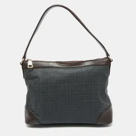 Grey/Dark Brown Monogram Coated Canvas and Leather Hobo
