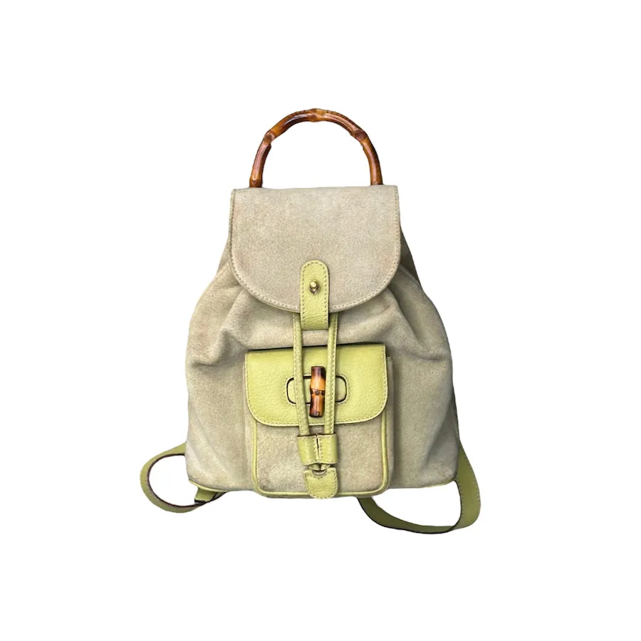 GUCCI BAMBOO BACKPACK SUEDE LEATHER