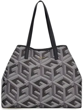 Guess Vikky Shopper Handbag In Black Grey For Women
