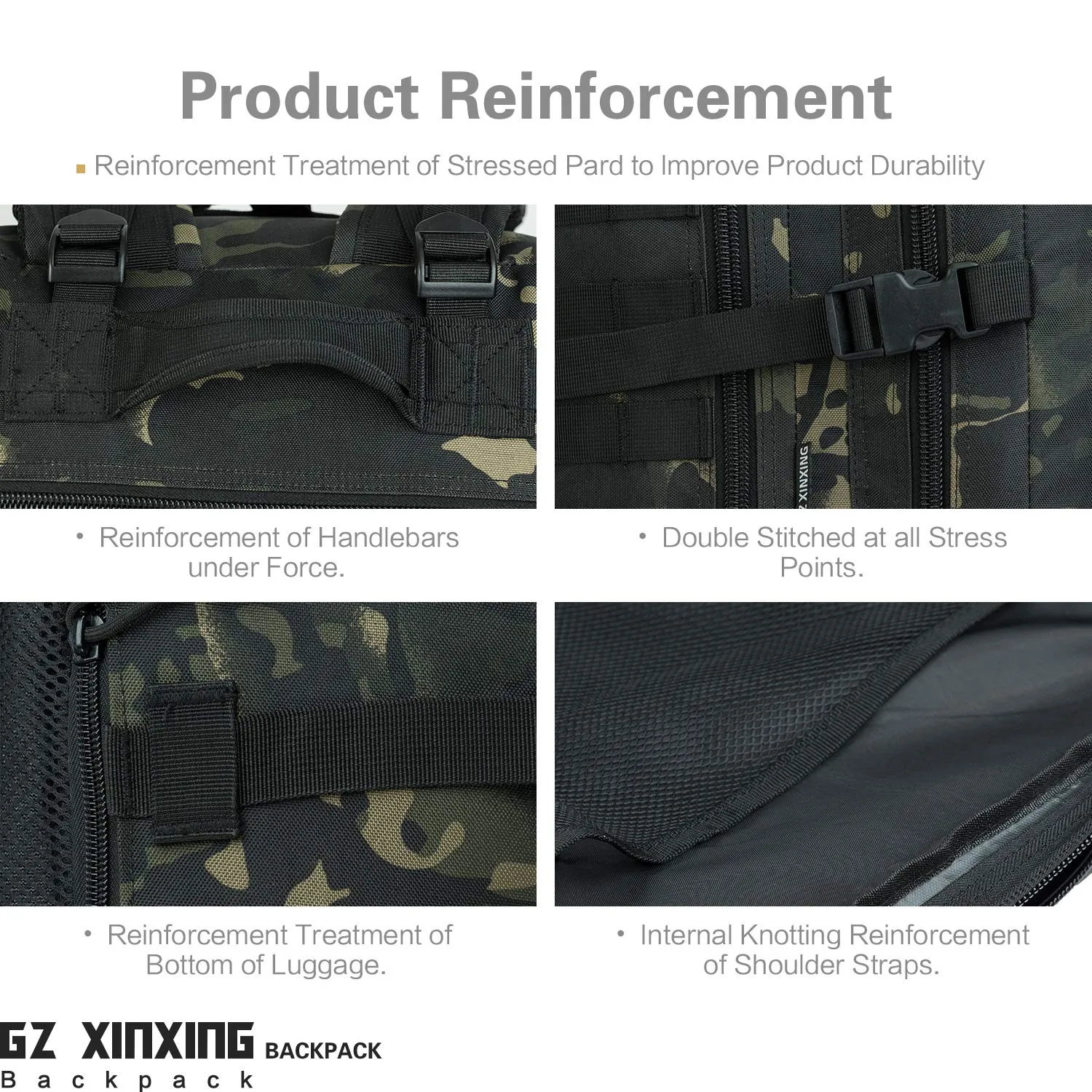 GZ XINXING 3 Day Assault Pack Military Tactical Army Molle Rucksack Backpack Bug Out Bag Hiking Daypack For Hunting Camping Hiking Traveling (Black Multicam)
