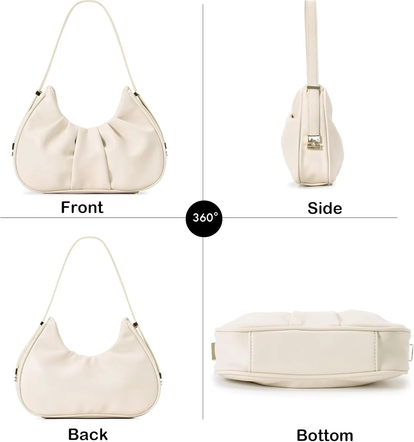 Herald Ruched Shoulder Bag Cloud Design Hobo Clutch Purse for Women Small Mini Cute Tote Handbag with Adjustable Strap