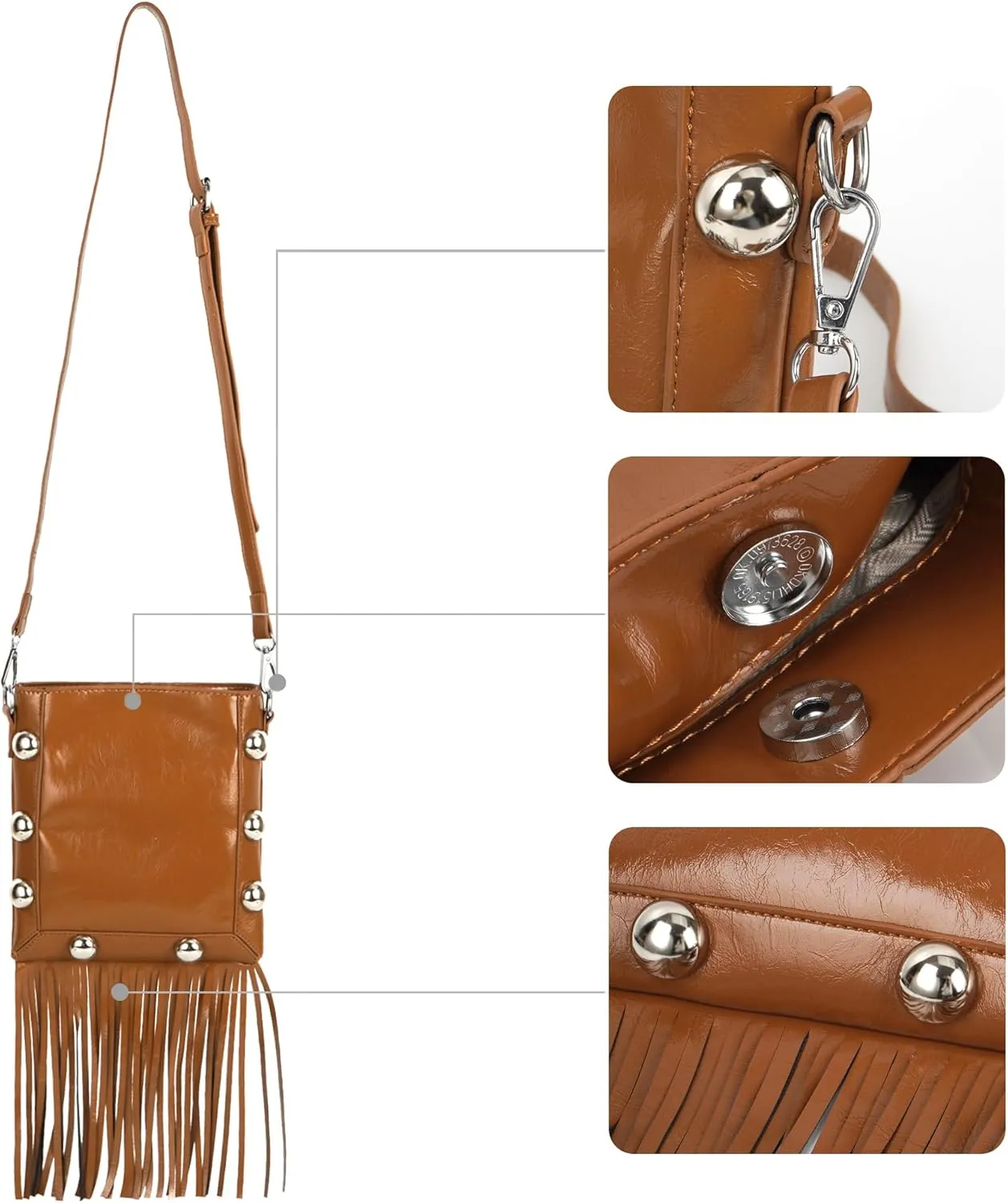 Hoce Womens Leather Fringe Messenger Bag Large Hobo Crossbody Tassel Shoulder Bags, Gift for Mom Wife Girlfriend