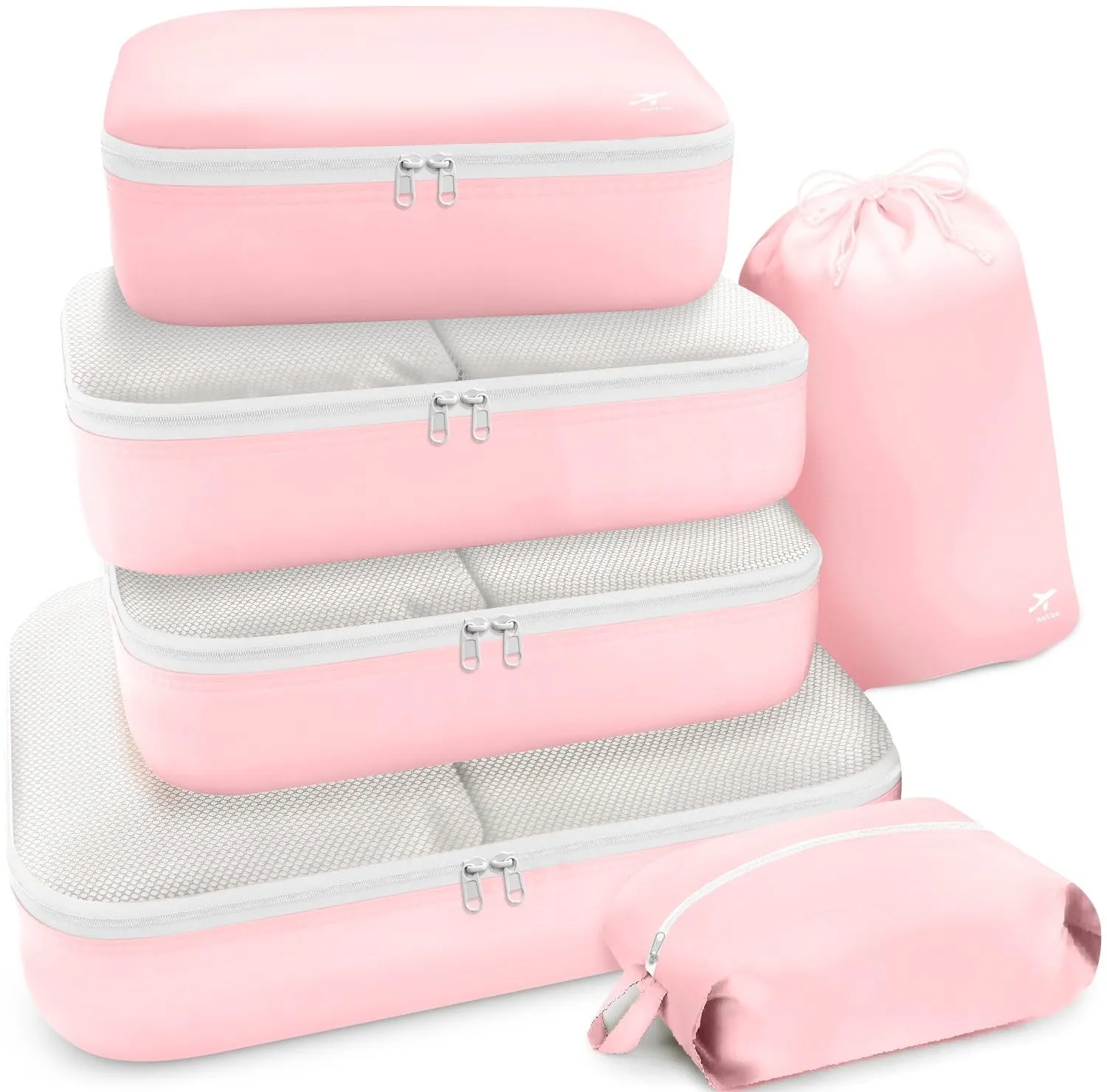 HOTOR Packing Cubes for Suitcases - 6 Pieces, Light Packing Cubes for Travel, Premium Suitcase Organizer Bags Set, Space-Saving Luggage Organizers, Travel Accessories and Essentials, Black