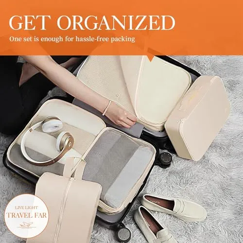 HOTOR Packing Cubes for Suitcases - 6 Pieces, Light Packing Cubes for Travel, Premium Suitcase Organizer Bags Set, Space-Saving Luggage Organizers, Travel Accessories and Essentials, Black