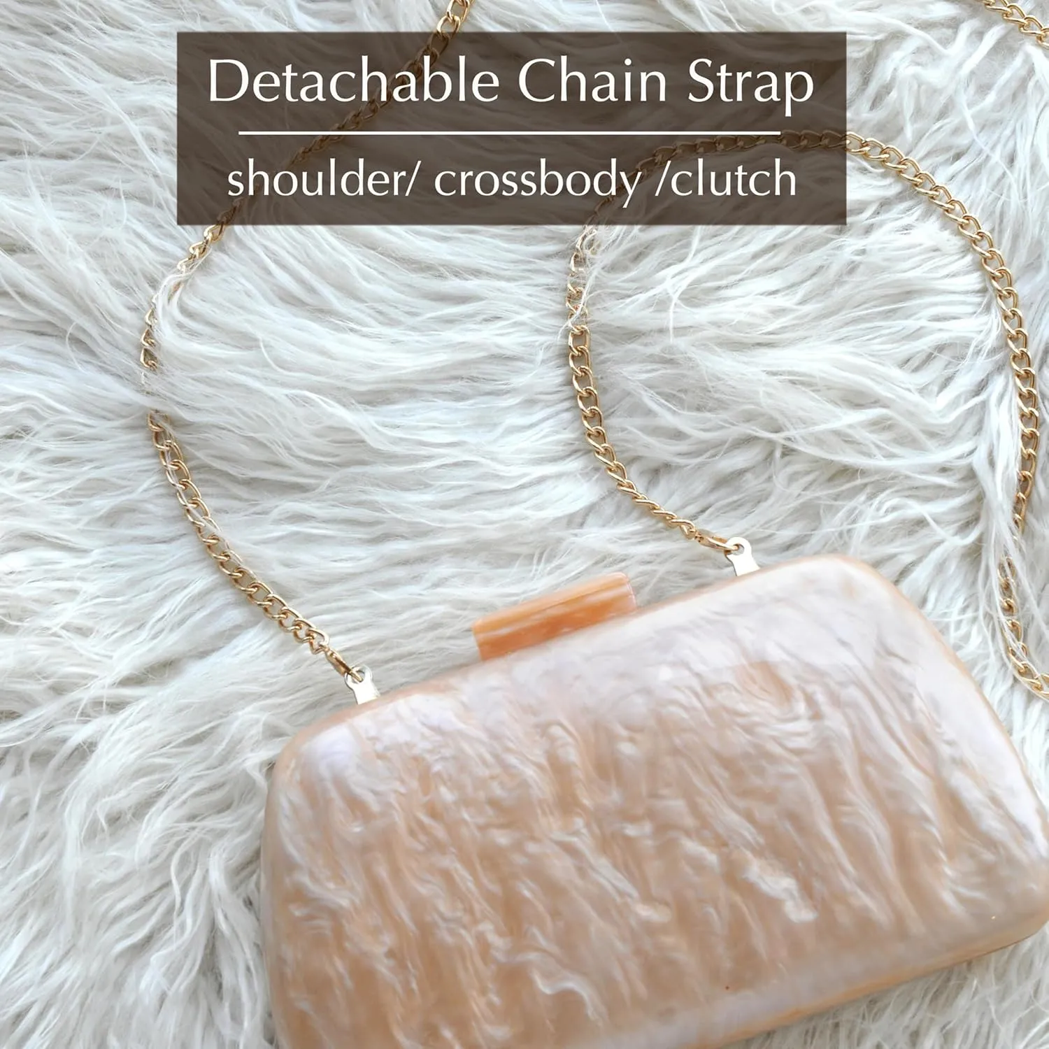 HOXIS Acrylic Evening Clutch Bag with Detachable Chain Strap Women's Marble Purse for Wedding Cocktail Prom Party