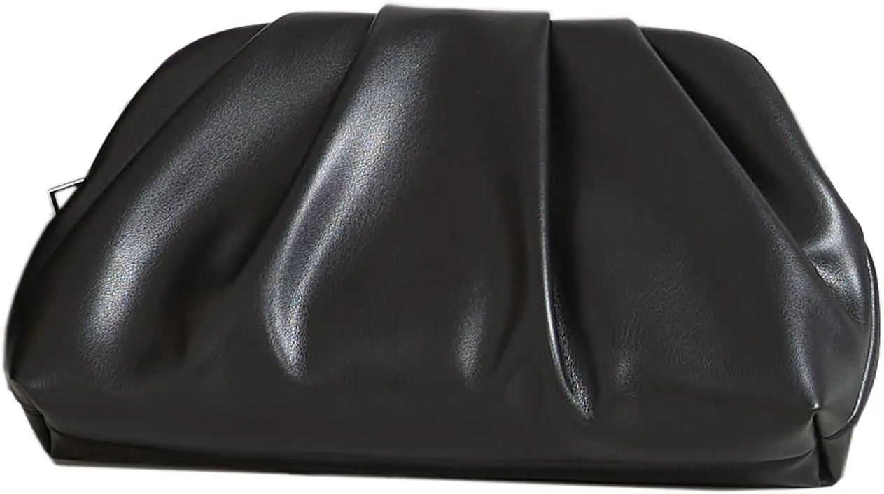 Huralona Dressy Pleated Vegan Leather Clutch Purse Bag for Women Super Chic Soft PU Evening Purse Handbag