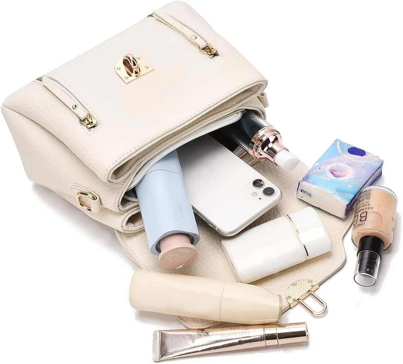 I IHAYNER Crossbody Bags for Women Soft Leather Purses Top Handle Handbags for Travel Designer Shoulder Bags with Wide Strap