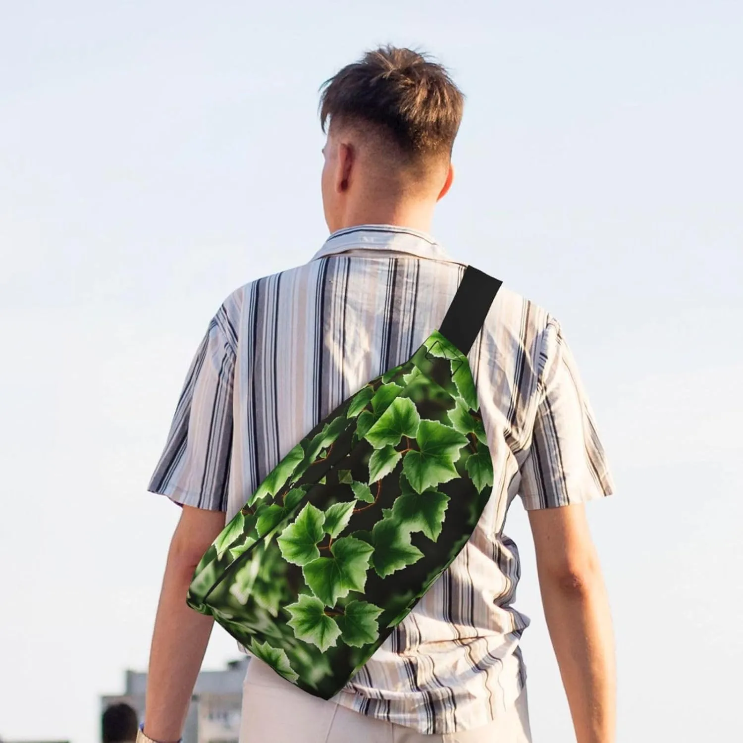 Ivy Blossoms Tree Fanny Pack Crossbody Sling Bag  Zipper Pockets for Travel, Hiking, Cycling, Workouts, and Everyday Use