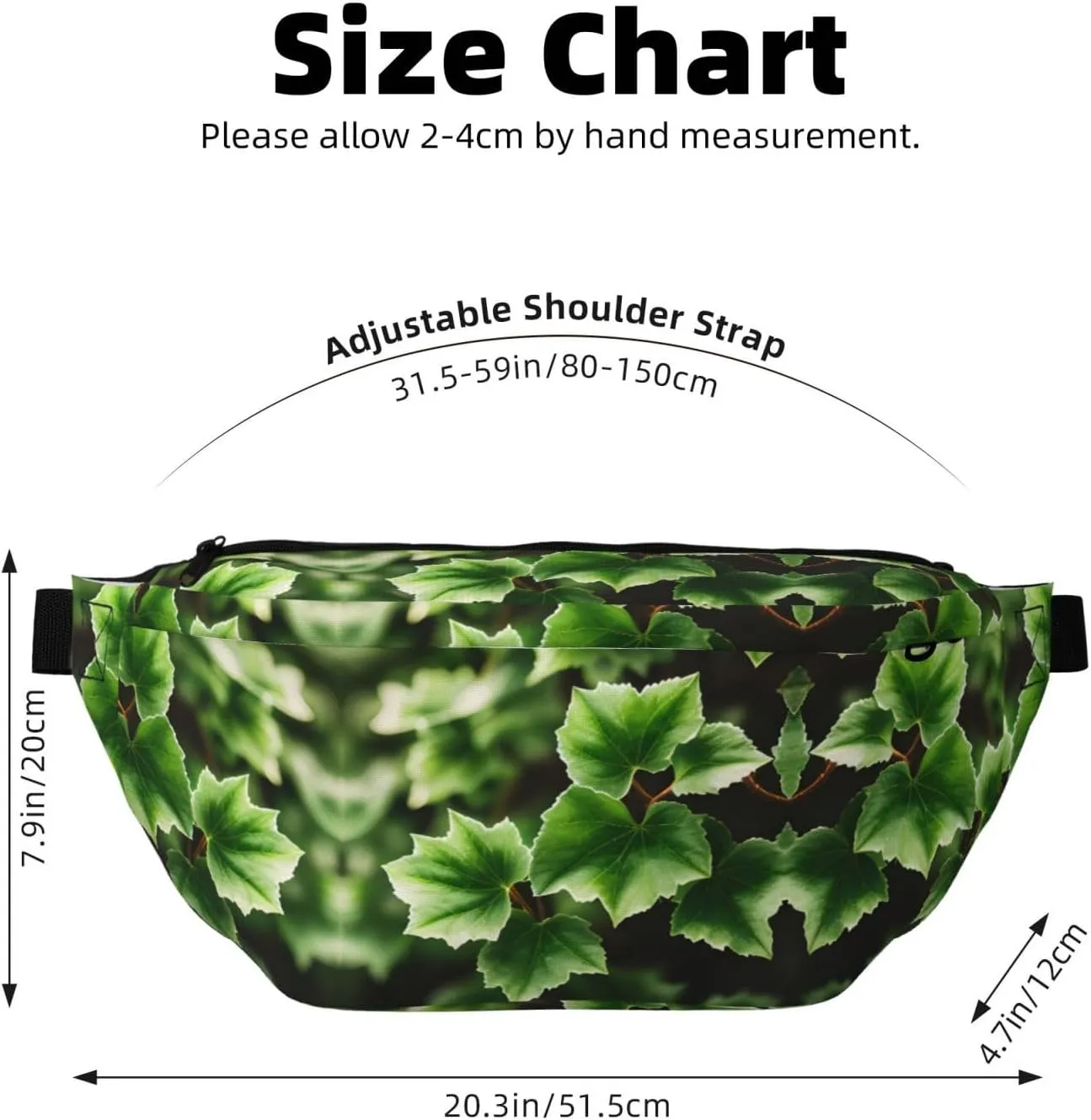 Ivy Blossoms Tree Fanny Pack Crossbody Sling Bag  Zipper Pockets for Travel, Hiking, Cycling, Workouts, and Everyday Use