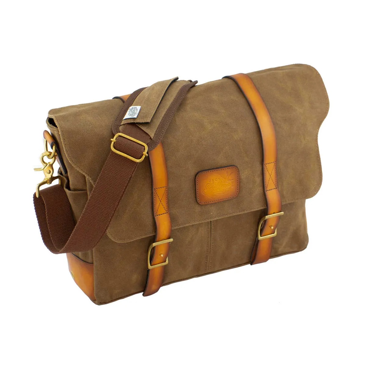 Jack Stillman COMMODORE Waxed Canvas Messenger  Bag -JUNGLE