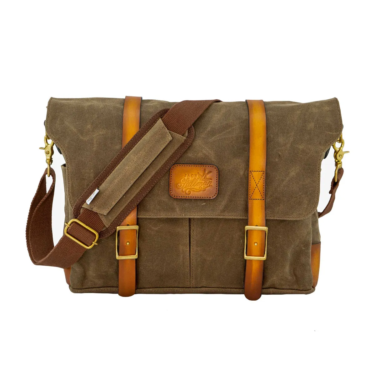 Jack Stillman COMMODORE Waxed Canvas Messenger  Bag -JUNGLE