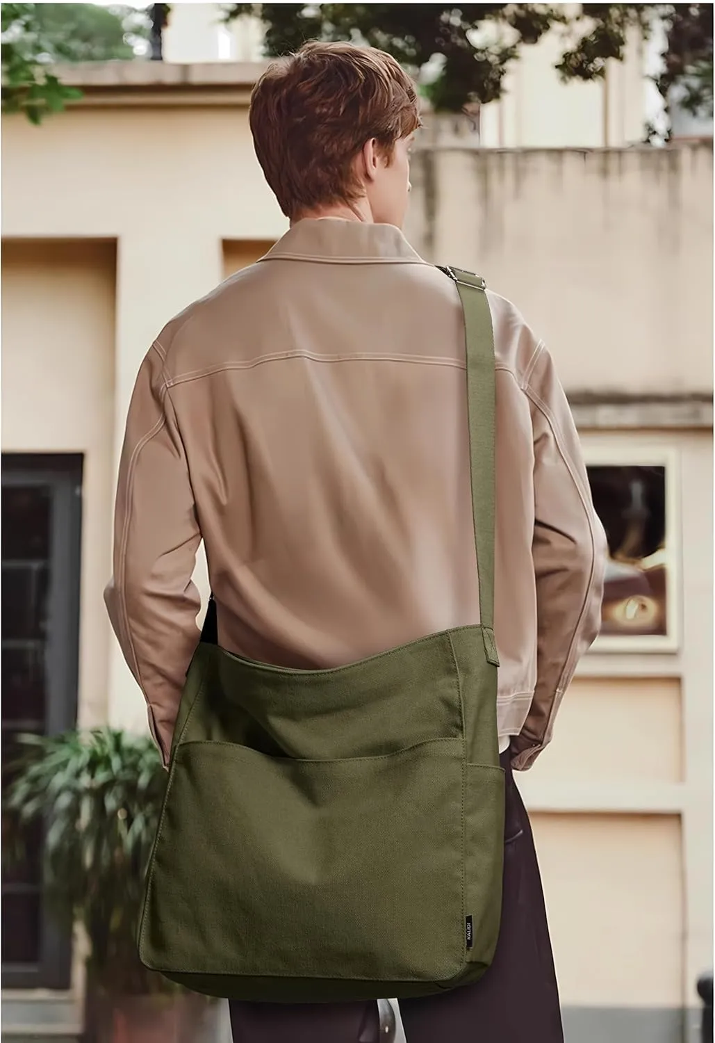KALIDI Canvas Tote Bag Large Hobo Crossbody Shoulder Handbag Zipper Messenger Bag for Women or Men Casual College Work