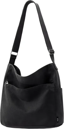 KALIDI Canvas Tote Bag Large Hobo Crossbody Shoulder Handbag Zipper Messenger Bag for Women or Men Casual College Work
