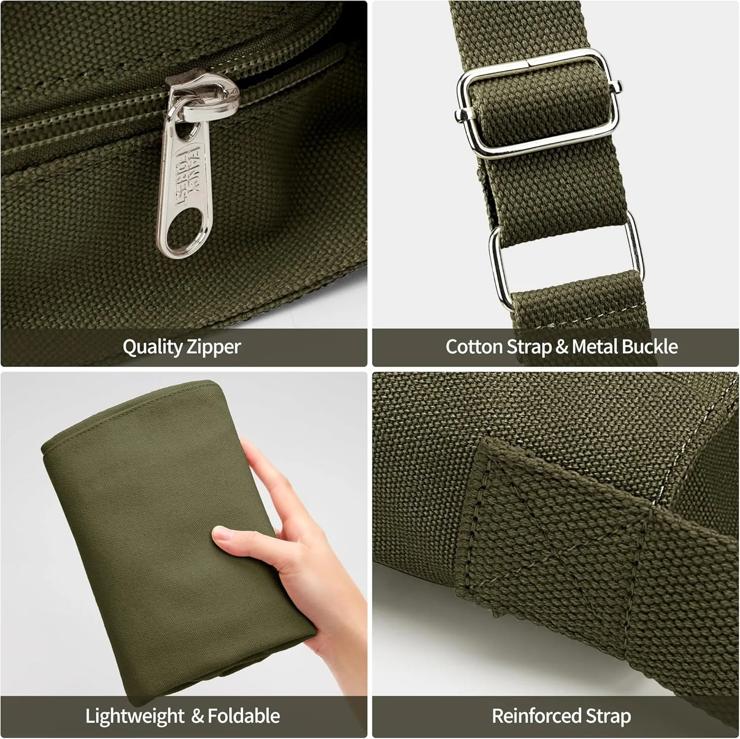 KALIDI Canvas Tote Bag Large Hobo Crossbody Shoulder Handbag Zipper Messenger Bag for Women or Men Casual College Work