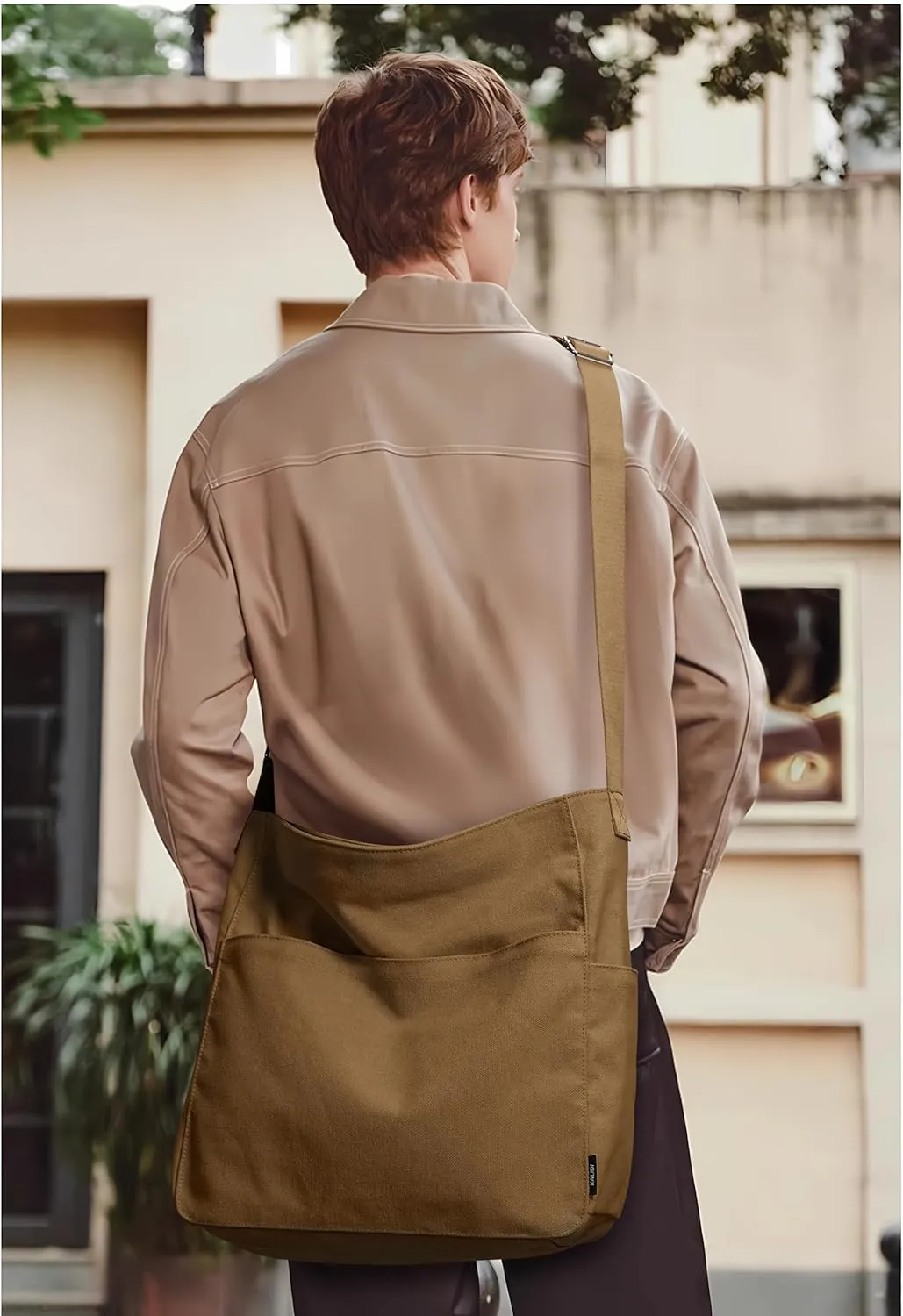 KALIDI Canvas Tote Bag Large Hobo Crossbody Shoulder Handbag Zipper Messenger Bag for Women or Men Casual College Work