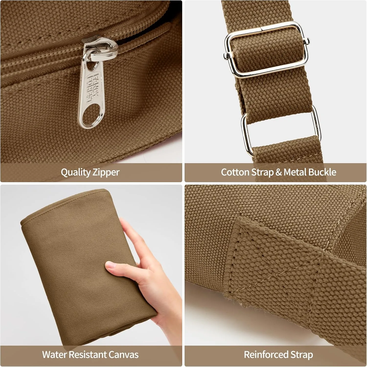 KALIDI Canvas Tote Bag Large Hobo Crossbody Shoulder Handbag Zipper Messenger Bag for Women or Men Casual College Work
