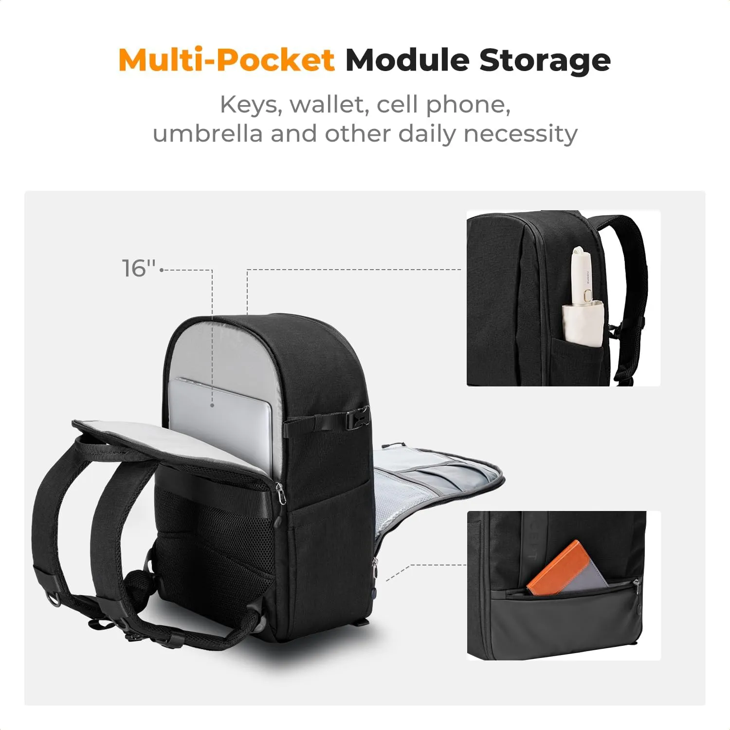 K&F Concept Camera Backpacks for Photographers Travel Bag for Tripod Camera Lence Accessory with laptop compartment and Rain Cover Waterproof Multi-Functional Camera Bags for Dslr Cameras
