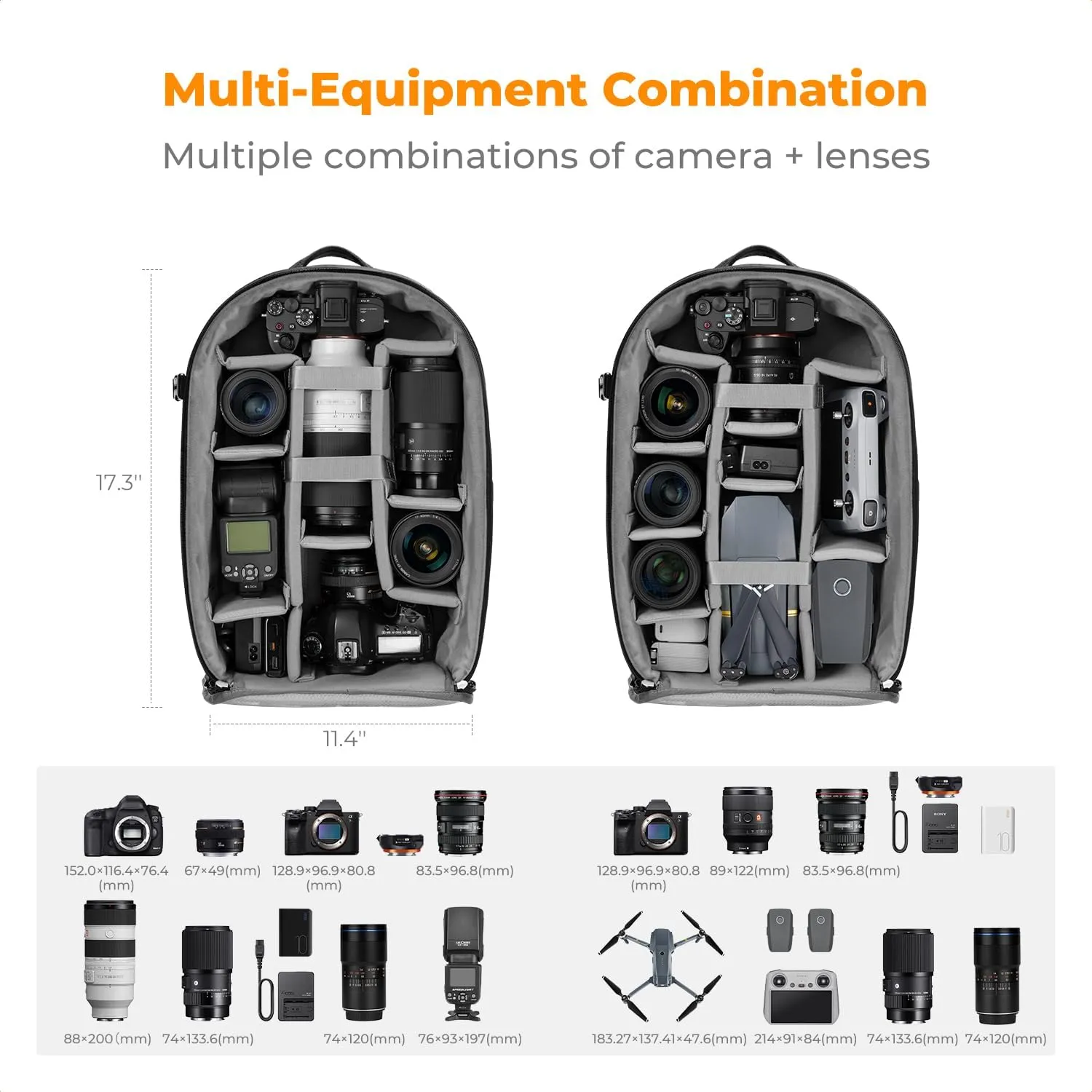 K&F Concept Camera Backpacks for Photographers Travel Bag for Tripod Camera Lence Accessory with laptop compartment and Rain Cover Waterproof Multi-Functional Camera Bags for Dslr Cameras