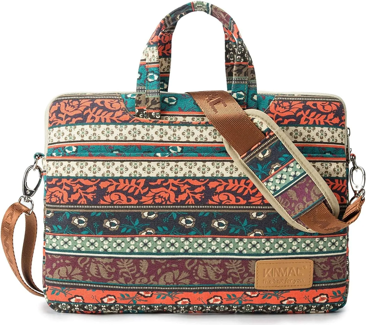 Kinmac New Bohemian 360 Protective Water Resistant Canvas Laptop Shoulder Messenger Sleeve Briefcase case Bag For MacBook Air 13 inch,iPad Pro 13 inch,MacBook Pro14 inch and 13 inch-14 inch Laptop