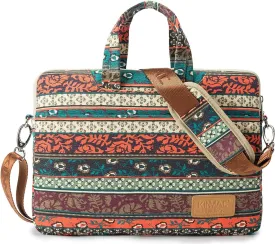 Kinmac New Bohemian 360 Protective Water Resistant Canvas Laptop Shoulder Messenger Sleeve Briefcase case Bag For MacBook Air 13 inch,iPad Pro 13 inch,MacBook Pro14 inch and 13 inch-14 inch Laptop