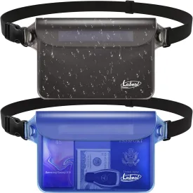 Labeol Waterproof Fanny Pack, 2 PCS Waterproof Pouch with Waist Strap, Fanny Pack to Keep Phone and Valuables Dry for Swimming Kayaking Boating Snorkeling